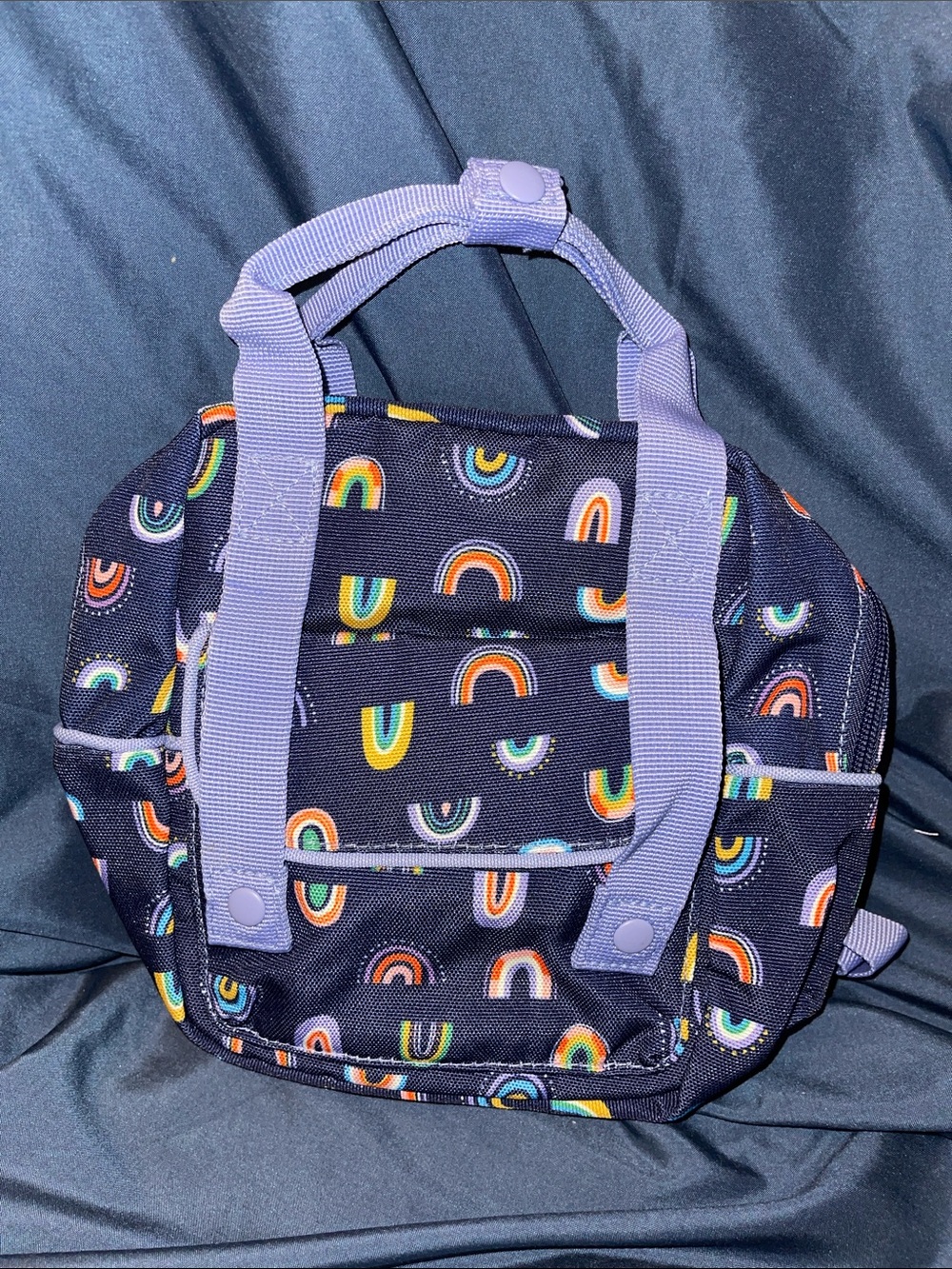 Cat & Jack Navy Backpack with Purple Handles and Rainbow Print